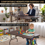 6 FT FOLDING CAMPING TABLE – PORTABLE INDOOR OUTDOOR TABLE WITH WATERPROOF HDPE TOP & CARRY HANDLE - 7