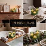 Flameless Candles with Remote & Timer – Glass Pillar Set of 3 - 7