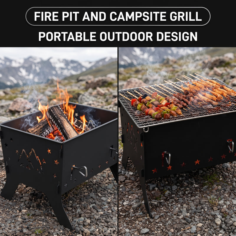 Portable Folding Charcoal Grill & Campfire Fire Pit - 7