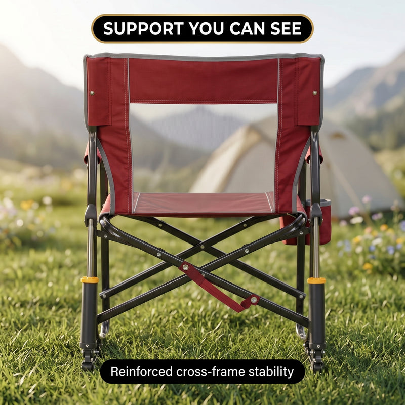 ROCKING CAMPING CHAIR – FOLD-FLAT CHAIR WITH CUP HOLDER - 7