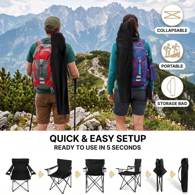 2 Pack Folding Camping Chairs with Cup Holders & Carry Bags - 7