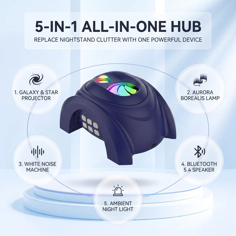 GALAXY PROJECTOR – WHITE NOISE, BLUETOOTH SPEAKER & REMOTE - 7