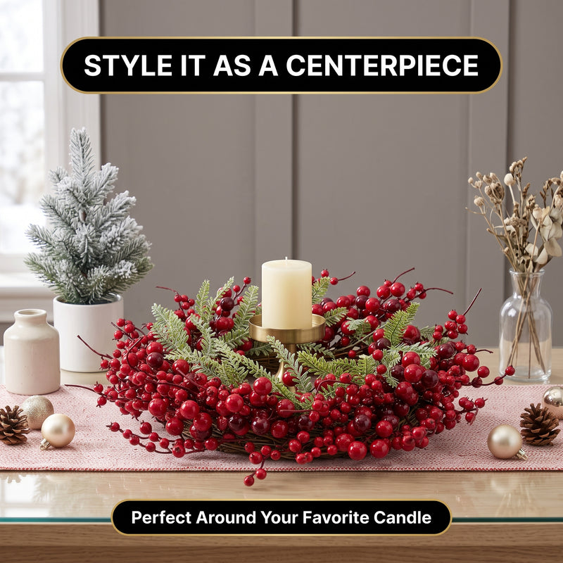 CHRISTMAS BERRY WREATH FOR FRONT DOOR – WINTER PINE HOLIDAY DÉCOR - 7