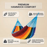 Handwoven Mayan Rope Double Hammock with Tree Straps, Carabiners & Carry Bag - 7