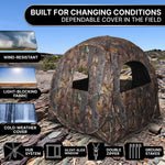 Hunting Blind with Floor Mat, 360 Degree See Through Ground Blind with Carrying Bag, 2/3/4 Person Pop Up Camouflage Tent Portable Concealed Shelter - 7