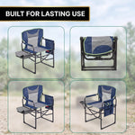 Camping Directors Chair, Heavy Duty,Oversized Portable Folding Chair with Side Table, Pocket for Beach, Fishing,Trip,Picnic,Lawn Blue - 7