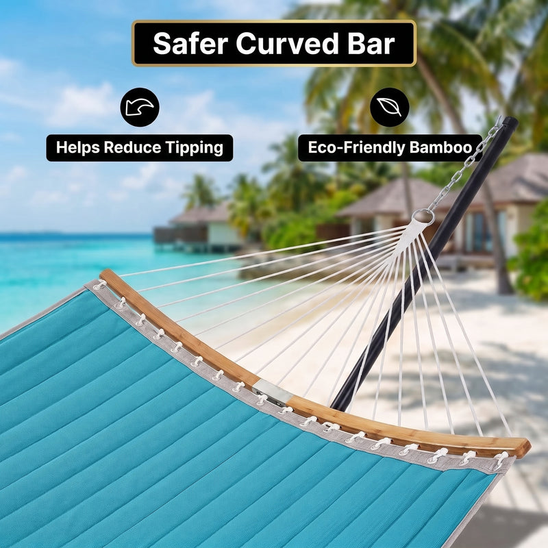 2-Person Outdoor & Indoor Hammock with Adjustable Height, Pillow & Stand – Portable, Sturdy, Colorful - 7