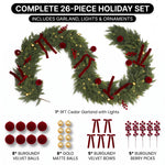 CHRISTMAS GARLAND WITH LIGHTS – PRE-LIT HOLIDAY GREENERY - 7