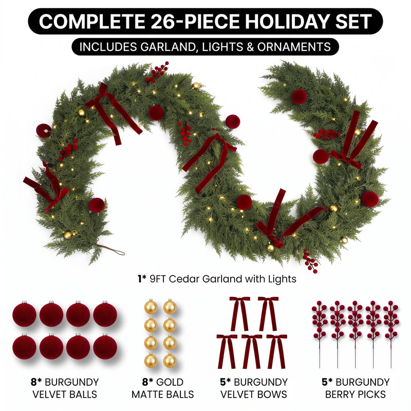CHRISTMAS GARLAND WITH LIGHTS – PRE-LIT HOLIDAY GREENERY - 7