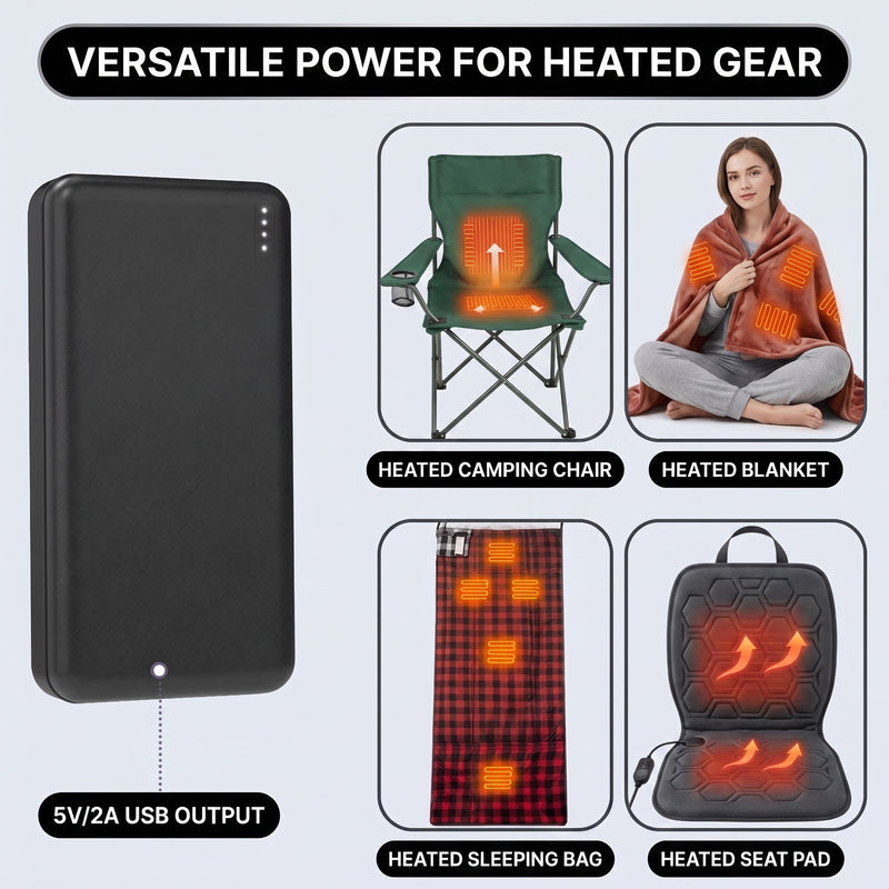 15,000–20,000MAH 5V/2A USB BATTERY PACK – RECHARGEABLE POWER BANK FOR HEATED CAMPING CHAIRS & BLANKETS - 7