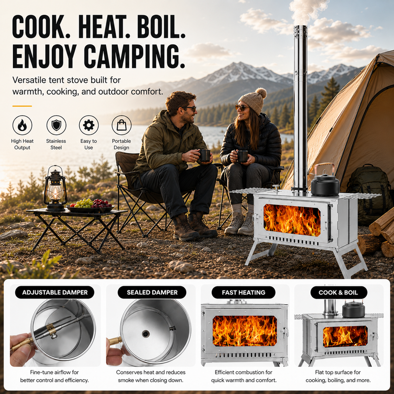 PORTABLE WOOD STOVE FOR CAMPING, TENT STOVE - 7