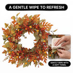 22-Inch Artificial Fall Wreath for Front Door – Berry, Pumpkin & Floral Styles - 7