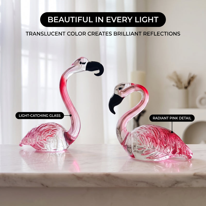 Glass Flamingo Figurine – Hand-Blown Art Glass Decor - 7