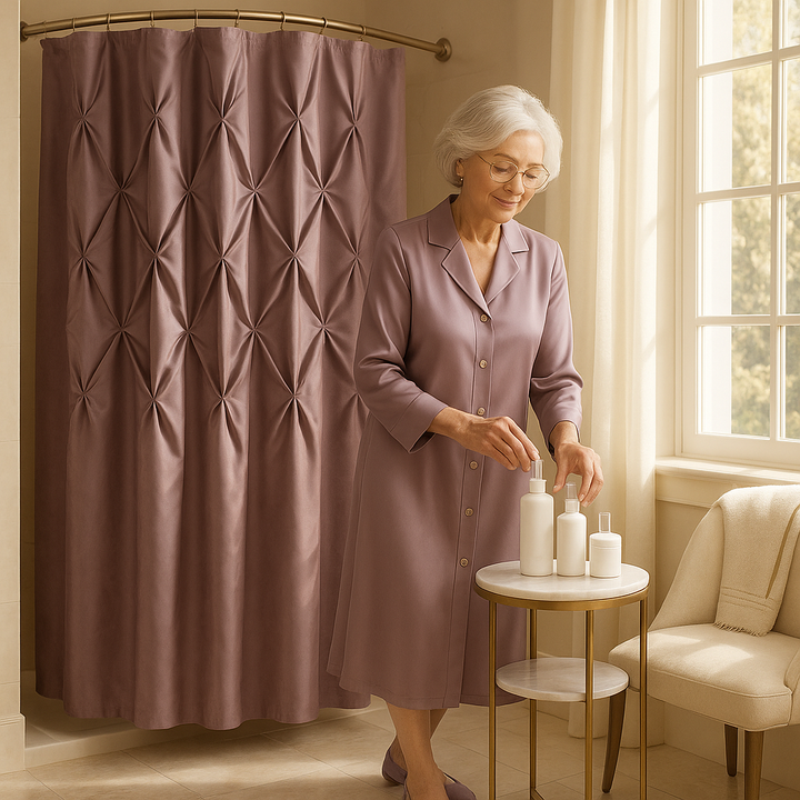 Madison Park Laurel Tufted Semi-Sheer Shower Curtain - 72x72 Inch Premium Polyester Bathroom Curtain with Pin-Tuck Design & Machine Washable Care