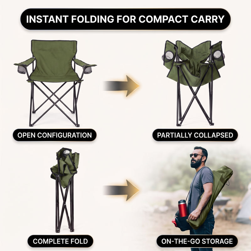 2 Pack Folding Camping Chairs with Cup Holders & Carry Bags - 7