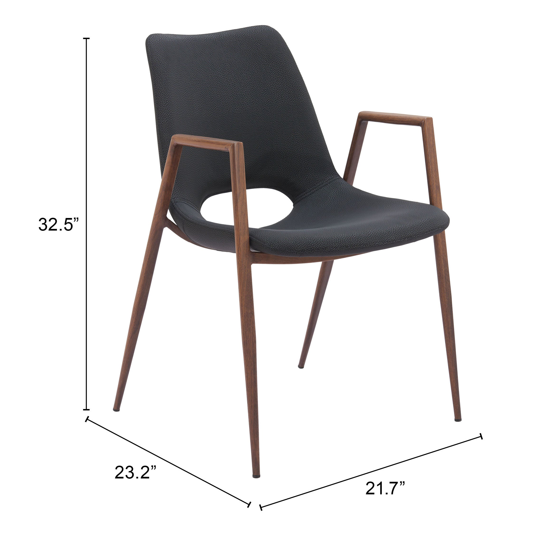 Desi Dining Chair Black & Walnut