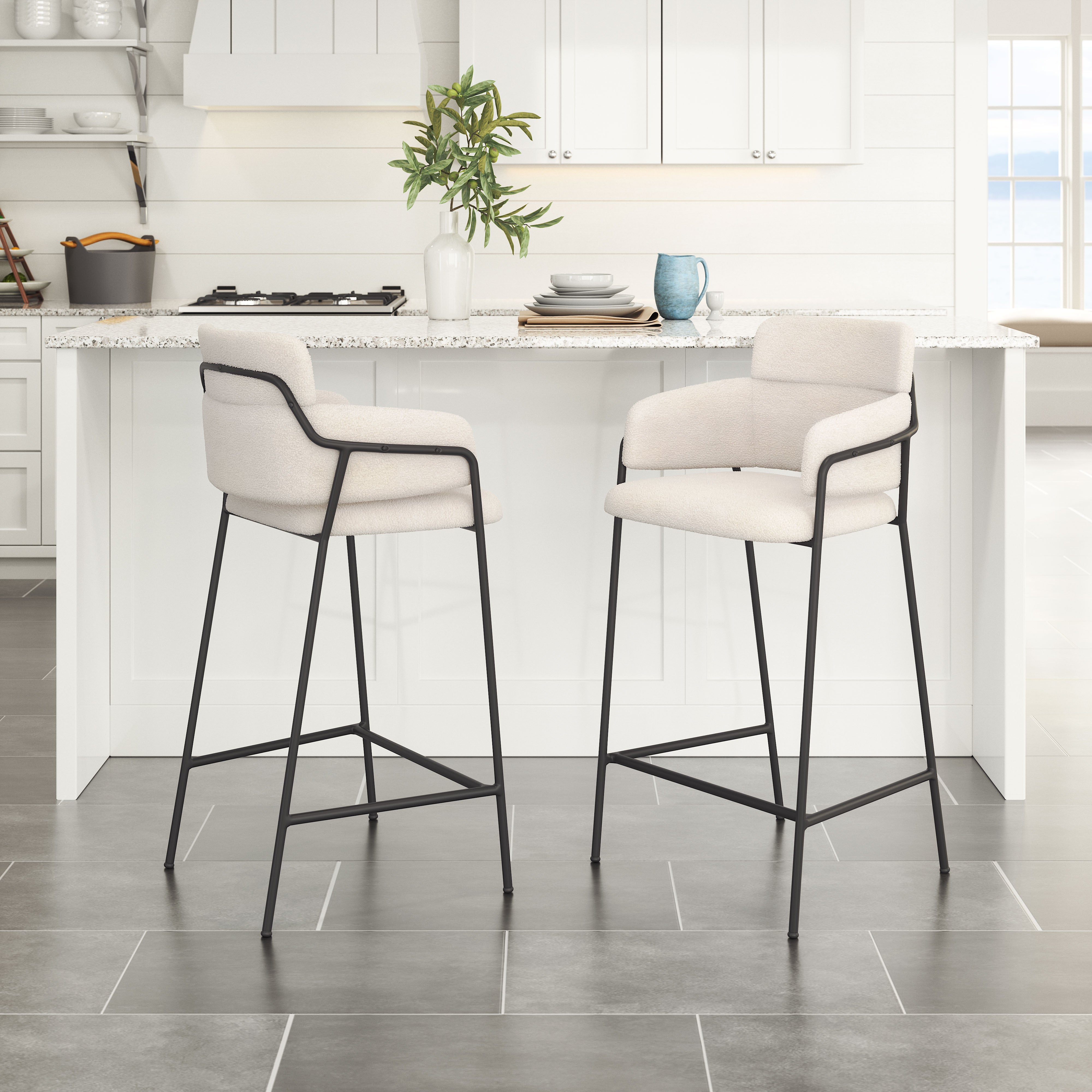 Marcel Counter Stool & (Set of 2) Cream