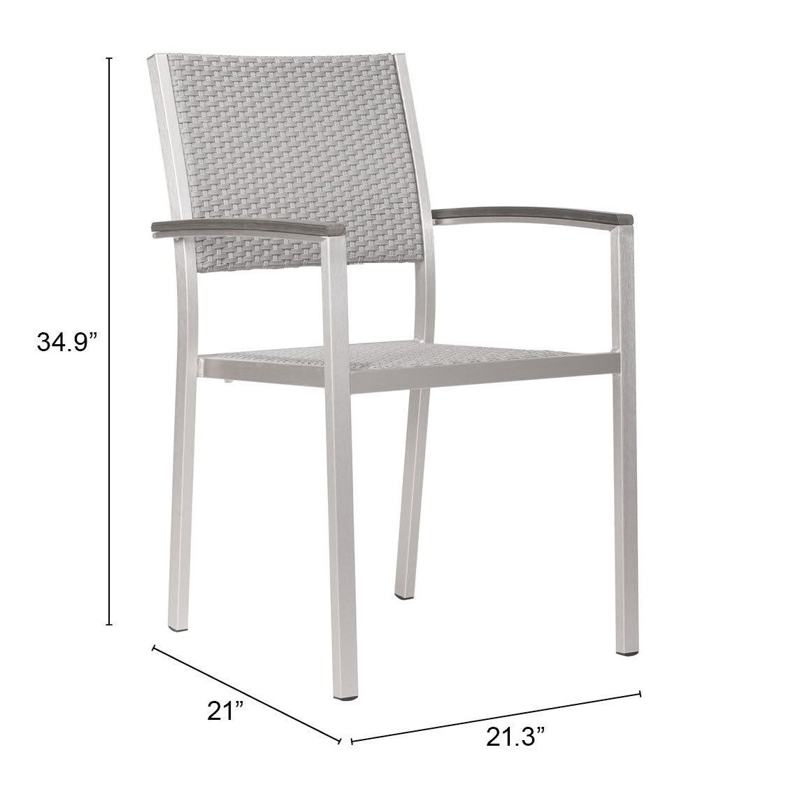 Metropolitan Dining Arm Chair (Set of 2) Gray & Silver