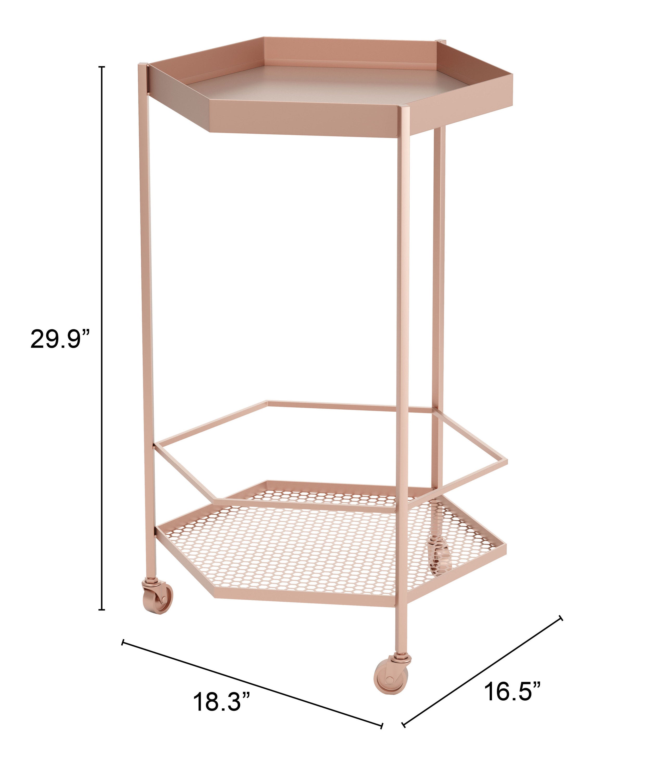 Hex Bar Cart Copper