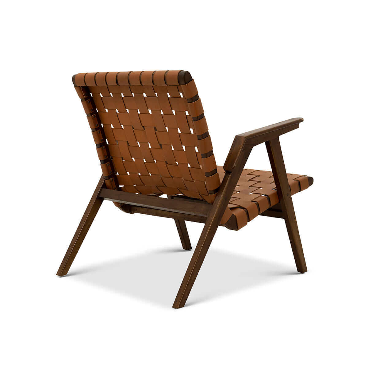 David Genuine Leather Teak Lounge Chair