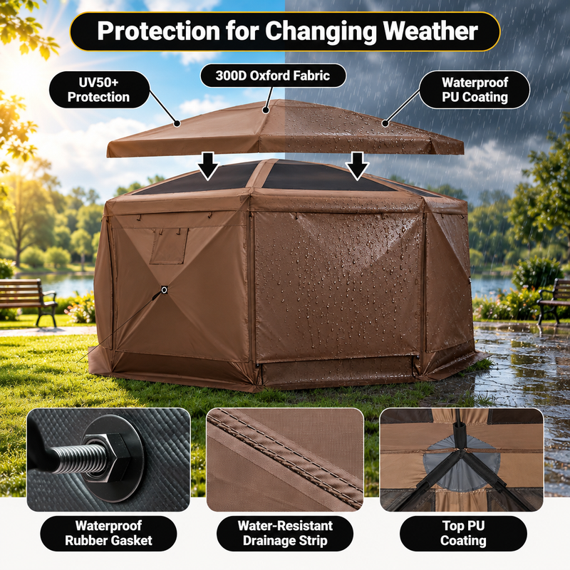 15x15 Pop-Up Gazebo Screen Tent – Large Outdoor Screen House with Mesh Walls & Carry Bag - 8.