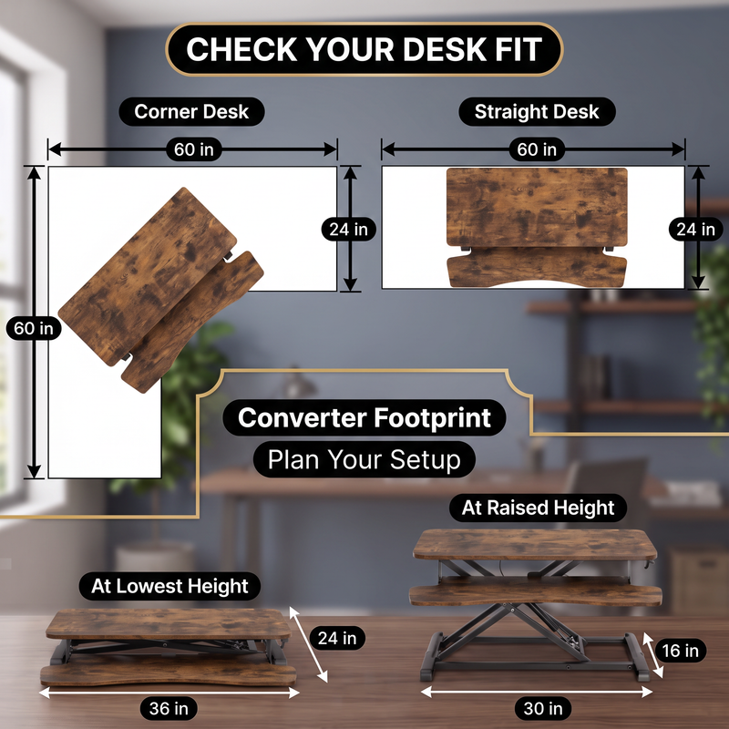 Standing Desk Converter – Adjustable Sit-to-Stand Desk Riser - 8.