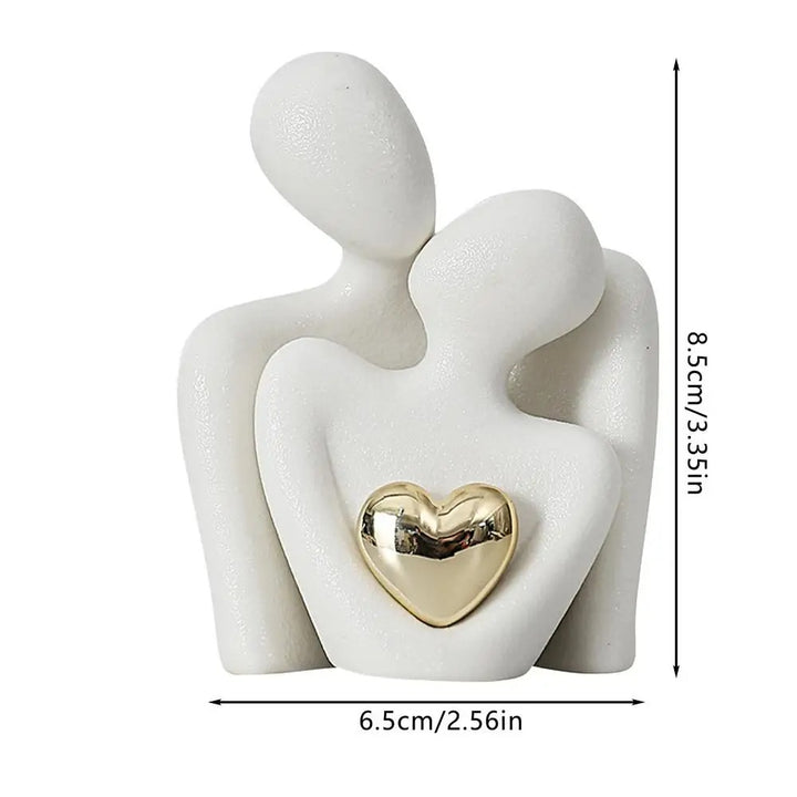 Romantic Ceramic Love Embrace Figurines Love Heart Couple Hug Figurine Modern Sculpture Aesthetic Couple Figurines Art Craft