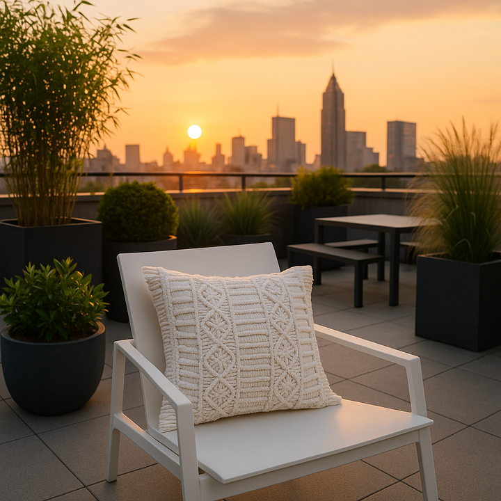 Premium 24" x 24" White Zippered Tropical Indoor Outdoor Throw Pillow with Island Style Design