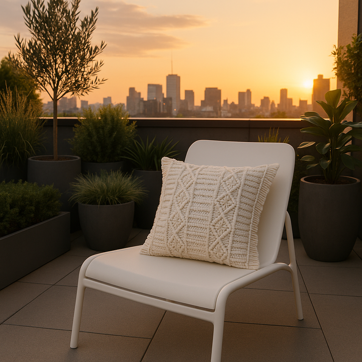 Premium 24" x 24" White Zippered Tropical Indoor Outdoor Throw Pillow with Island Style Design