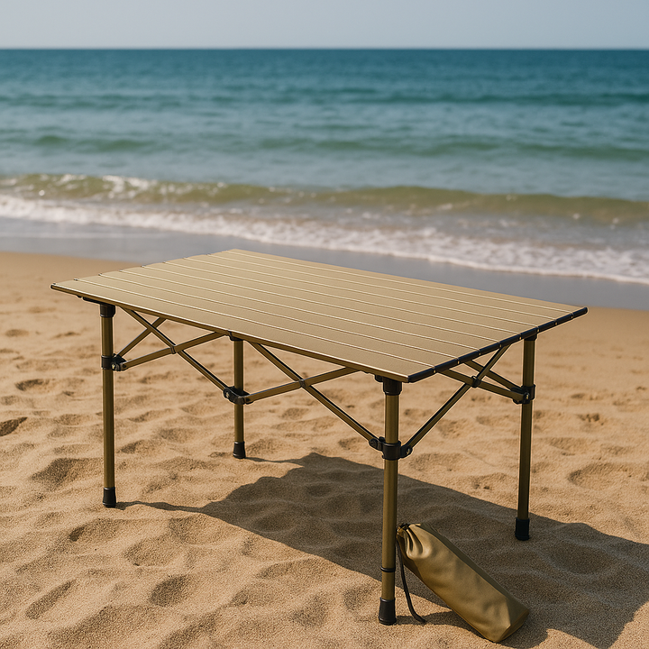 TrailMate Folding Carbon Steel Camping Table – Portable Roll-Up Picnic & BBQ Table with Carry Bag