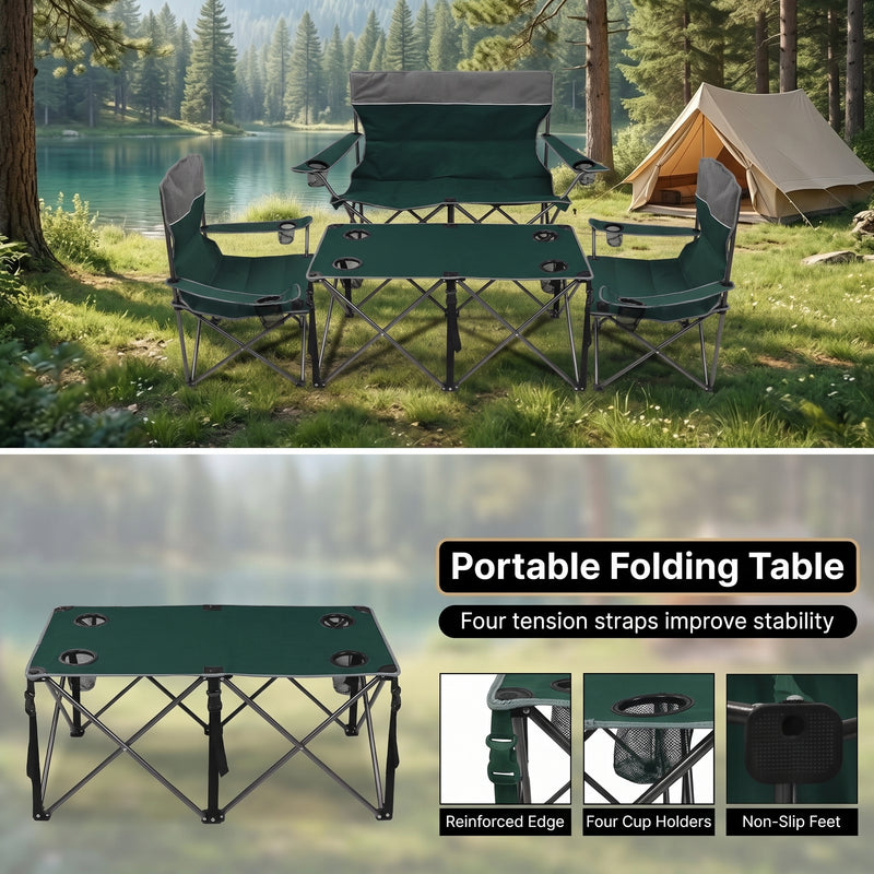 Outdoor 4-Piece Folding Chair and Table Set – Perfect for Camping and Picnics - 8