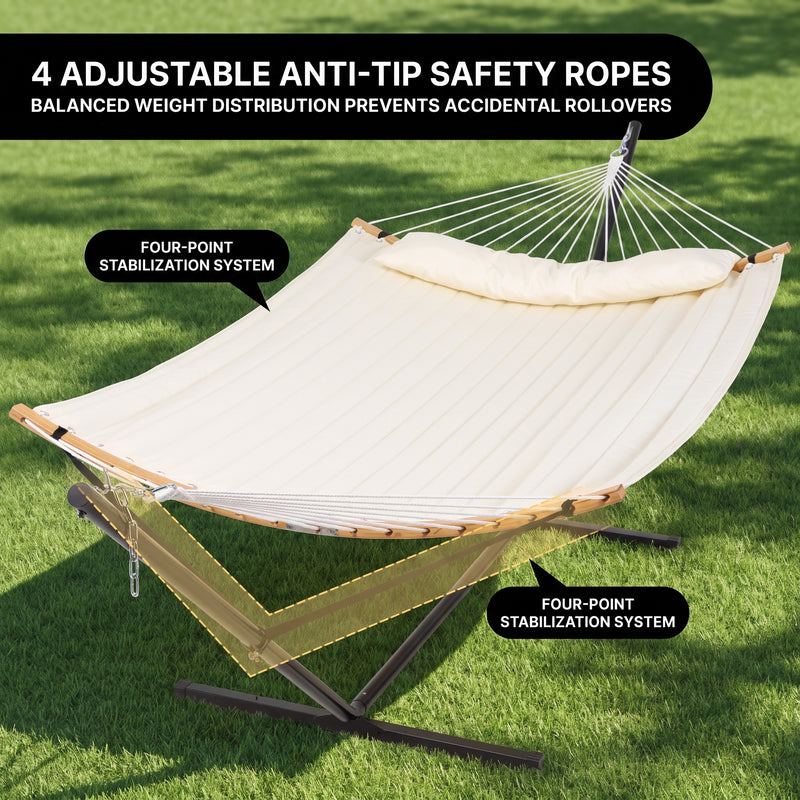 2-Person Hammock with Adjustable-Height Stand, Pillow & Carrying Bag - 8