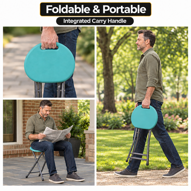 Folding Stool with Metal Frame – Indoor & Outdoor Seating - 8