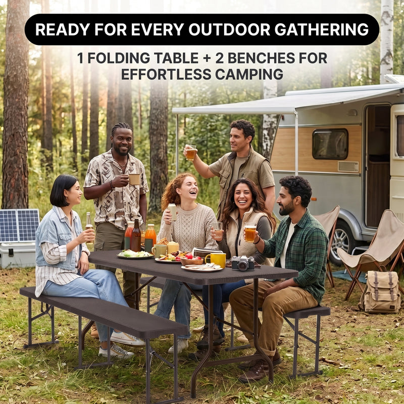 6 FT Folding Picnic Table with Benches - 8