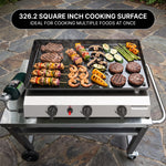 2 & 3 BURNER PORTABLE PROPANE FLAT TOP GRIDDLE – 20,000–45,000 BTU OUTDOOR GRIDDLE WITH SIDE SHELVES & CART - 8