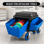 Mobile Mechanic Toolbox Seat with Drawers - Rolling Mechanic Stool with Sliding Tool Tray, Shop Stool with Wheels for Garage & Workshop, Auto Repair - 8