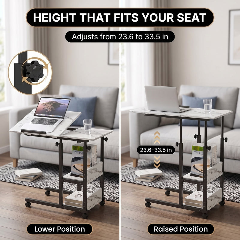 C-SHAPED END TABLE WITH CHARGING STATION – ADJUSTABLE HEIGHT - 8