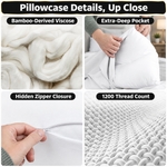 100% Viscose from Bamboo Pillowcases with Zipper, Set of 2 - 8