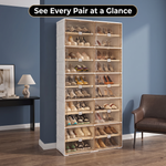 Foldable Shoe Cabinet with Doors – Slim Entryway Shoe Storage Organizer - 8