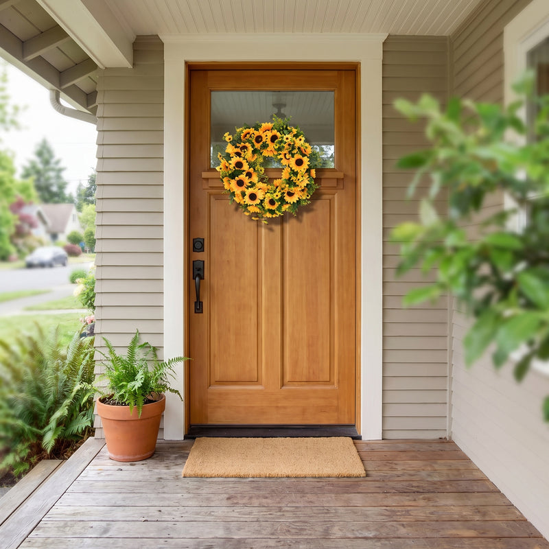 Sunflower Wreath for Front Door – Summer Floral Porch Décor - 8