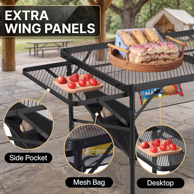 Foldable Camping Table Collapsible Picnic Aluminum Alloy Grill Stand - 8