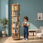 Rotating Bookshelf Tower – 360° Spinning Bookcase | 5 & 6-Tier, Solid Wood & MDF - 8