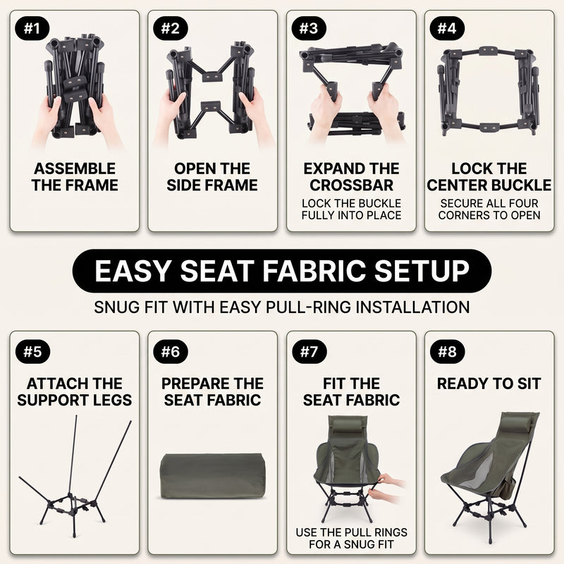 Ultra-Compact High Back Folding Camping Chair – Lightweight & Portable - 8