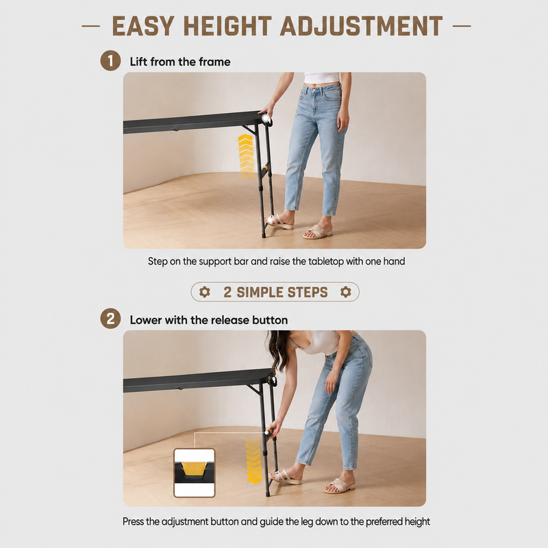 Foldable Table & Step Stool – Heavy-Duty, Portable, Adjustable Height, Indoor/Outdoor Use - 8