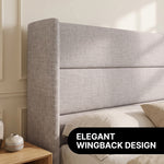 Lift-Up Storage Bed Frame with Upholstered Wingback Headboard - 8
