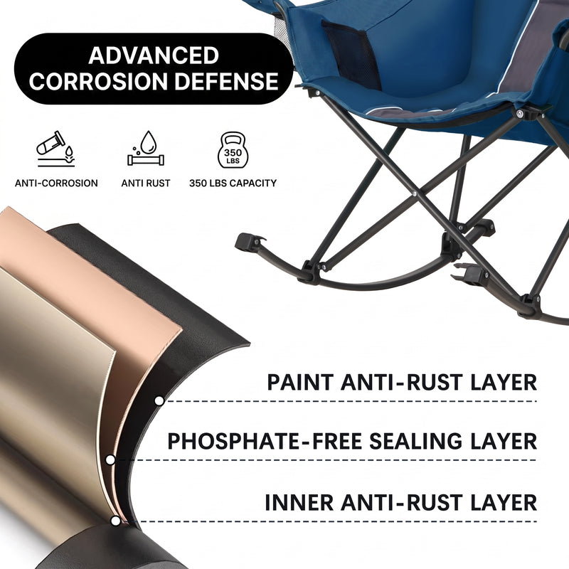 Oversized Folding Rocking Camping Chair with Padded Headrest - 8