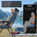 Reclining Camping Chair – 3-Position High-Back Folding Chair with Lumbar Support - 8