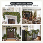CHRISTMAS GARLAND WITH LIGHTS – PRE-LIT HOLIDAY GREENERY - 8