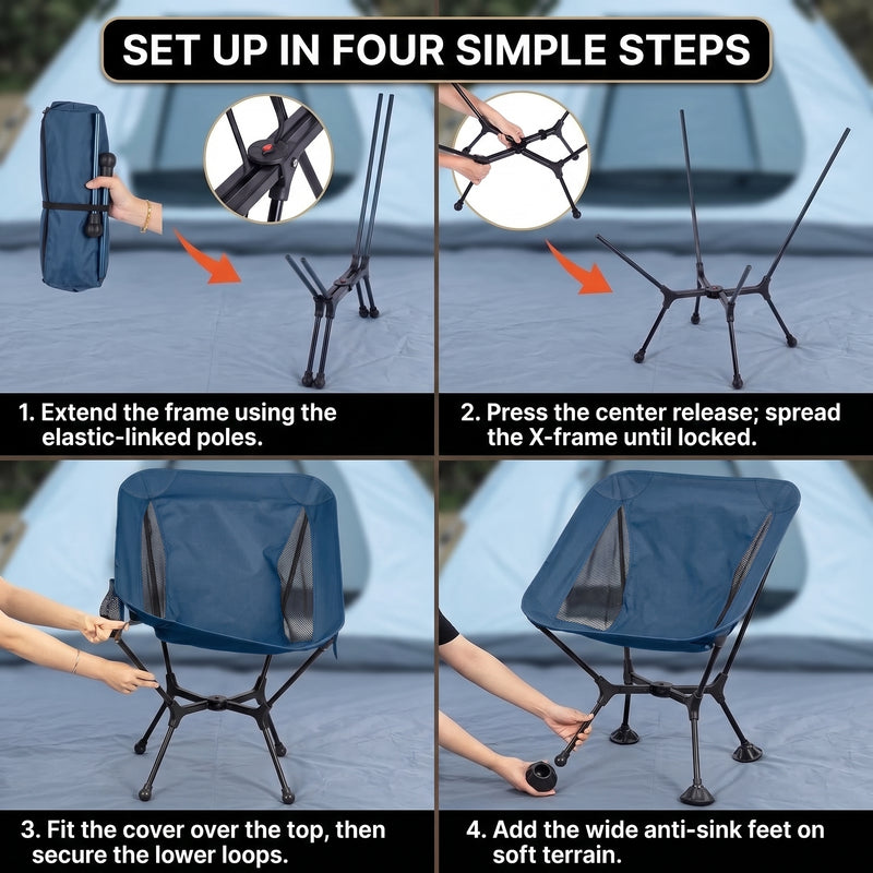 Ultralight Folding Camping Chair – Portable Outdoor High-Back Seat - 8