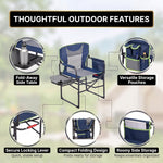 Camping Directors Chair, Heavy Duty,Oversized Portable Folding Chair with Side Table, Pocket for Beach, Fishing,Trip,Picnic,Lawn Blue - 8